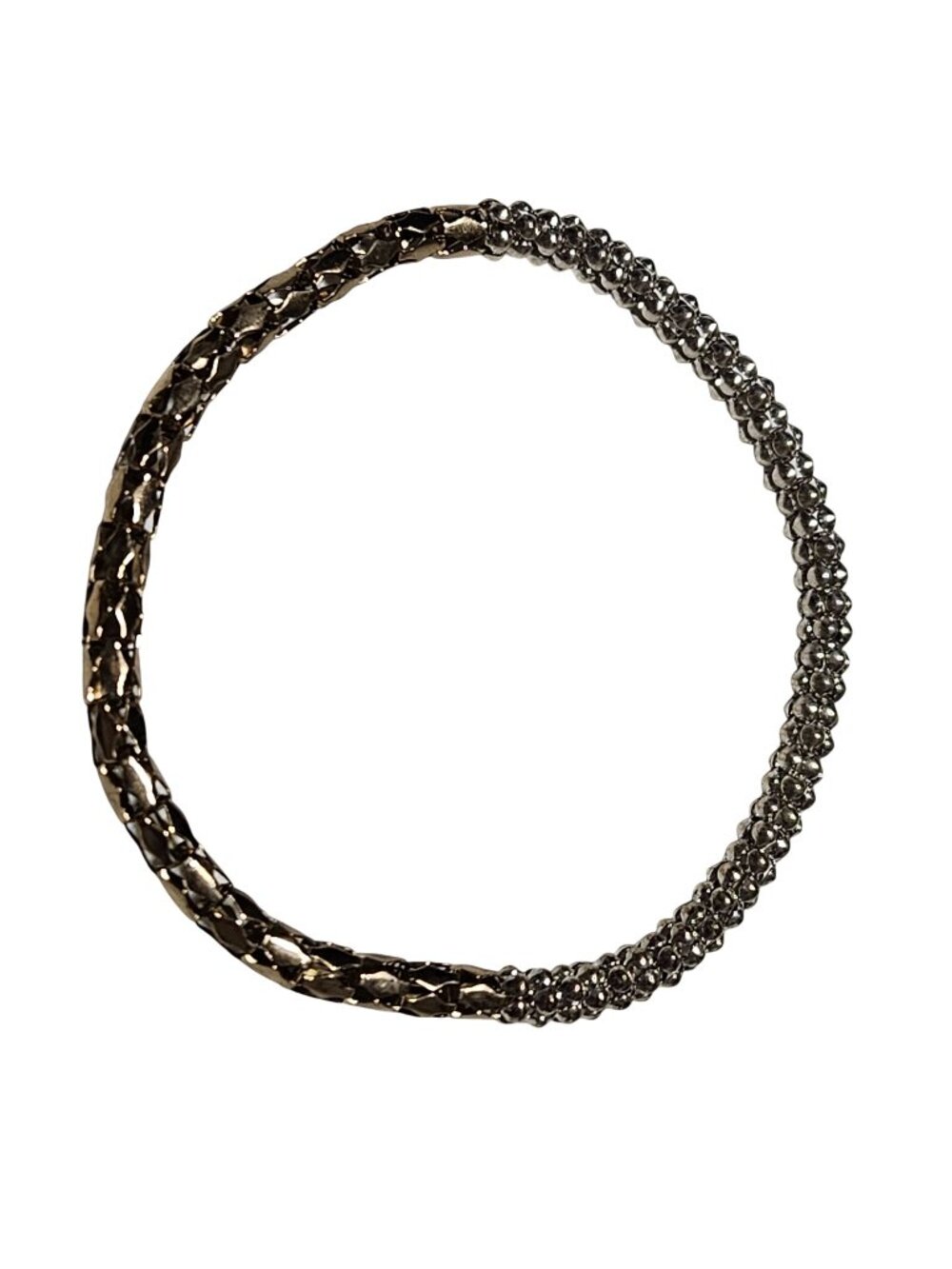 Vintage Two Tone Bangle Bracelet Gold Silver Chain Retro Fashion Jewelry Women